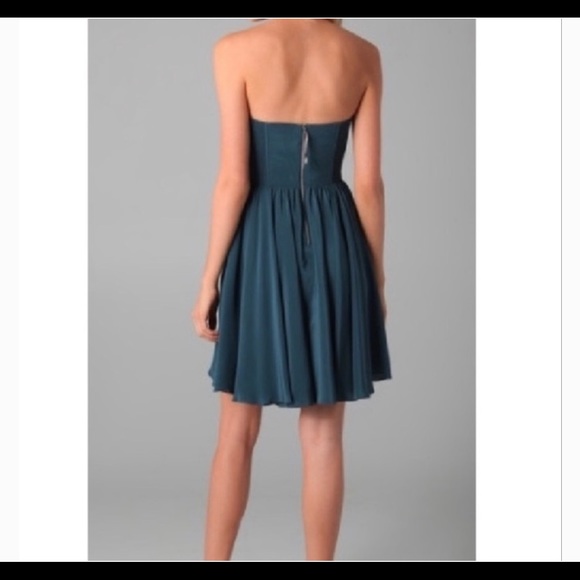 Rebecca Taylor Beaded Feather Silk Strapless Dress - Picture 2 of 8